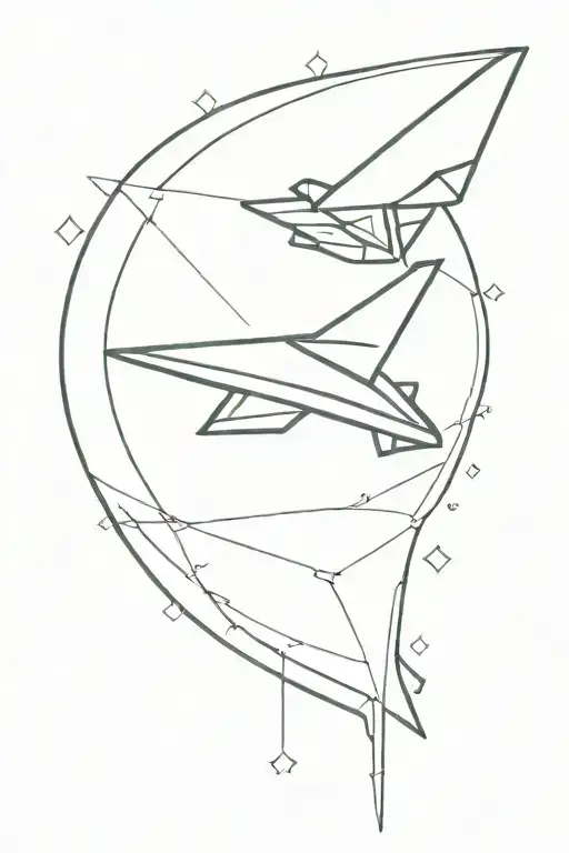 paper plane flying tattoo design idea