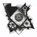 10mm socket tehnical drawing tattoo design idea