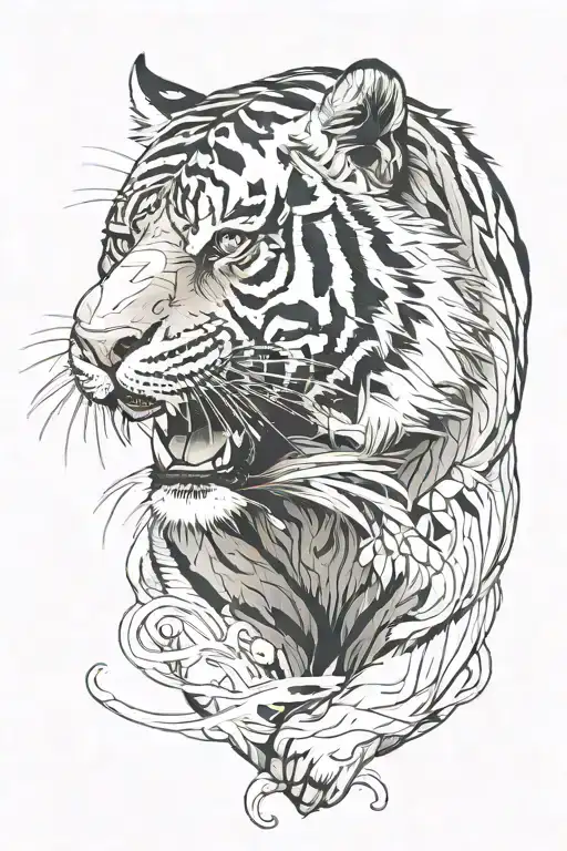 Tiger full body tattoo design idea