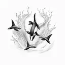 orca swimming fast tattoo design idea