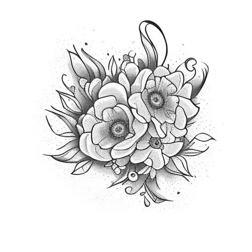 A blackwork tattoo of a running shoe with a trail of colorful flowers behind it tattoo design idea