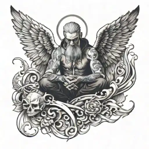gabriel fallen angel watching tattoo design idea