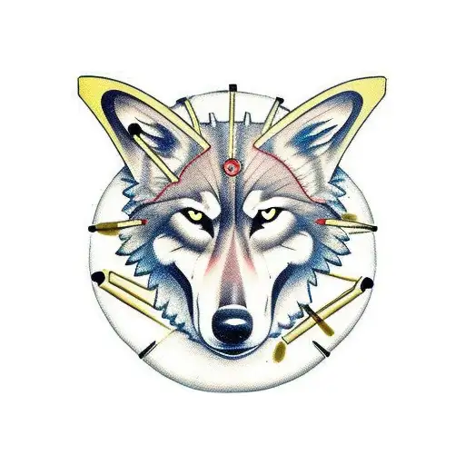 wolf with bullets and brass knuckles  tattoo design idea