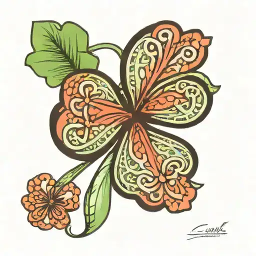 five leaf clover tattoo design idea