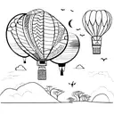 A beautiful painting of an African safari scene with animals and a hot air balloon in the background tattoo design idea