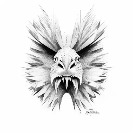 gallo sin cola y plumas en las orejas tattoo design idea