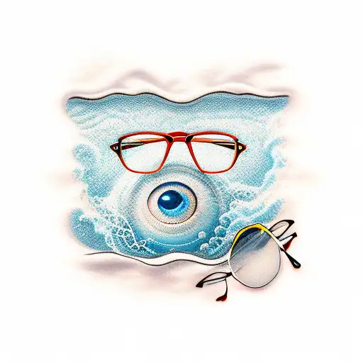 eyeglasses under the ocean tattoo design idea