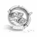 eyeglasses under the ocean tattoo design idea