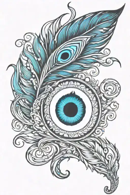 Krishna Peacock Feather with Shiva's trident intertwined tattoo design idea