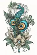 Krishna Peacock Feather with Shiva's trident intertwined tattoo design idea
