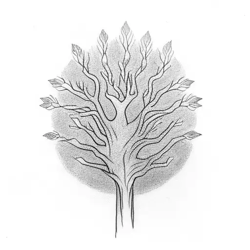 hand tattoo with the tree represents the life stages, first branch level - I was born, the the second level of the branc tattoo design idea
