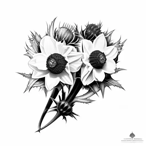 thistle and daffodil tattoo design idea