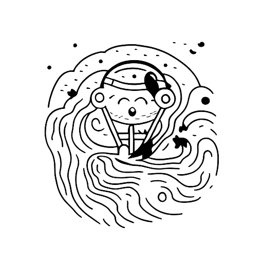 A minimalist tattoo design of a person sitting alone on a cliff overlooking the ocean, contemplating self-improvement and independence tattoo design idea