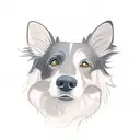 A minimalist tattoo design of a Border Collie dog exploring a deserted beach at night tattoo design idea