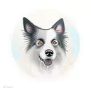 A minimalist tattoo design of a Border Collie dog exploring a deserted beach at night tattoo design idea