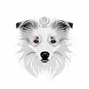 A minimalist tattoo design of a Border Collie dog exploring a deserted beach at night tattoo design idea