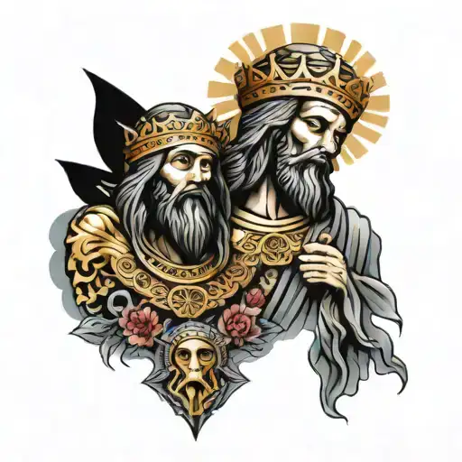 annunaki and jesus christ tattoo design idea