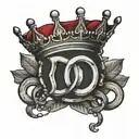 letter D handcuffs and crown tattoo design idea