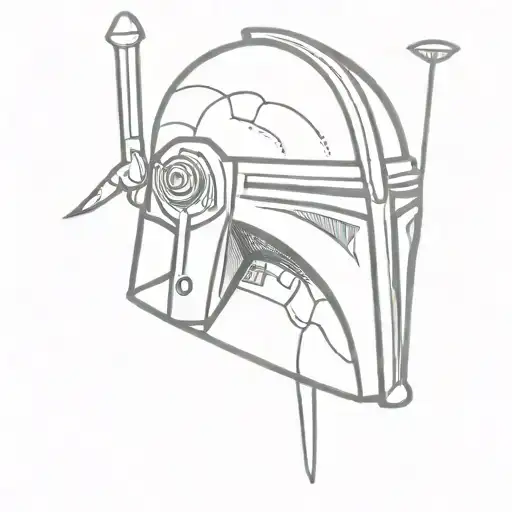 mandalorian helmet and caduseus  tattoo design idea