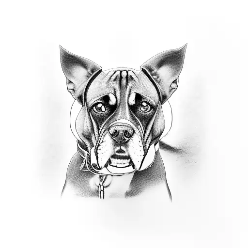 group of 4 dogs with 2 boxers, 1 huski and 1 beagle  tattoo design idea