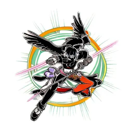 crow holding a kunia and lightning tattoo design idea