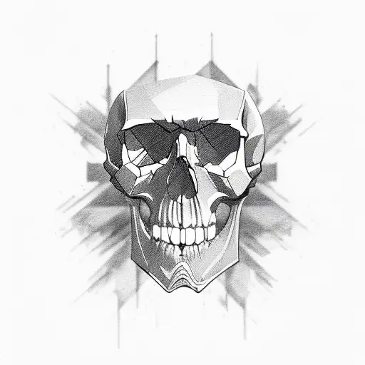 skull face laugh now cry later tattoo design idea