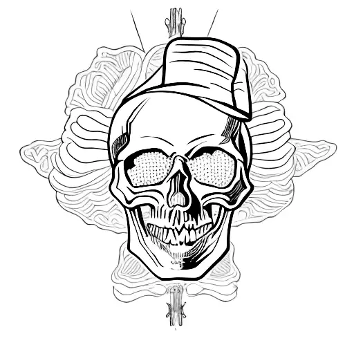 skull face laugh now cry later tattoo design idea