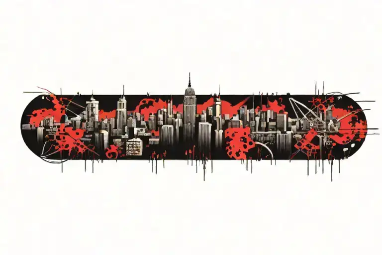 city outline flat earth tattoo design idea