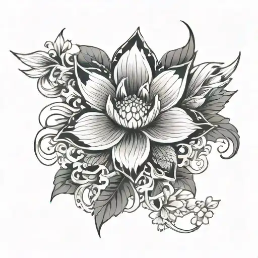 jewels vines lotus flower cross wings tattoo design idea