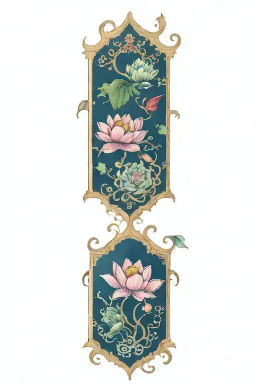 jewels vines lotus flower cross wings tattoo design idea