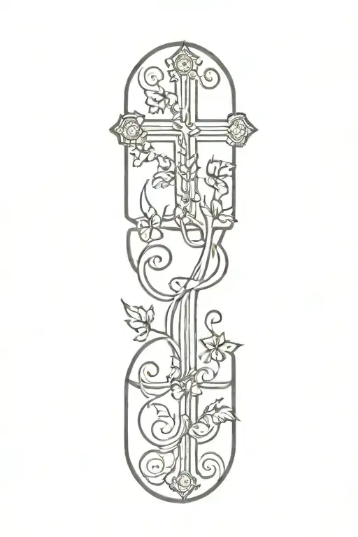 cross with vine tattoo design idea