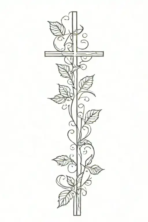 cross with vine tattoo design idea