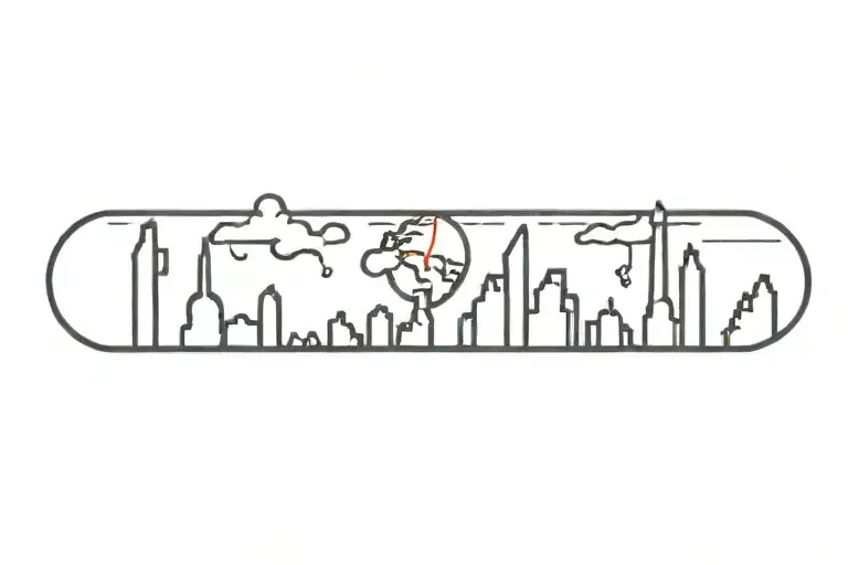 city outline flat earth tattoo design idea