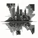 city silhouette straight horizontal line tattoo design idea