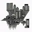 city silhouette straight horizontal line tattoo design idea