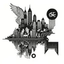 city silhouette straight horizontal line tattoo design idea