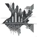 city silhouette straight horizontal line tattoo design idea