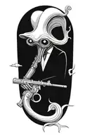 squid holding rifle tattoo design idea