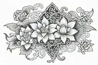 jewels vines lotus flower cross wings tattoo design idea