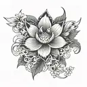 jewels vines lotus flower cross wings tattoo design idea