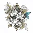 jewels vines lotus flower cross wings tattoo design idea