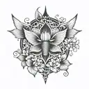 jewels vines lotus flower cross wings tattoo design idea