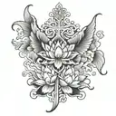 jewels vines lotus flower cross wings tattoo design idea
