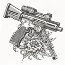ar 15 Rifle with cross adorned tattoo design idea