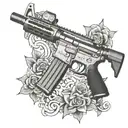 ar 15 Rifle with cross adorned tattoo design idea