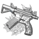 ar 15 Rifle with cross adorned tattoo design idea