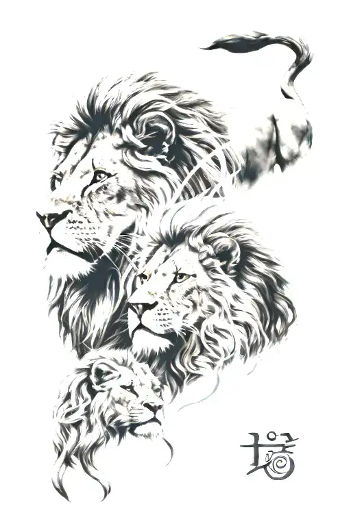 lion and leo zodiac sign tattoo design idea
