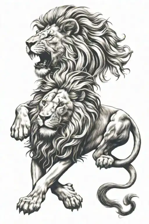 lion and leo zodiac with random design tattoo design idea