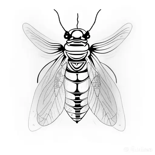 firefly insect with a heart embedded in the body little lines to show the light eminating from body tattoo design idea