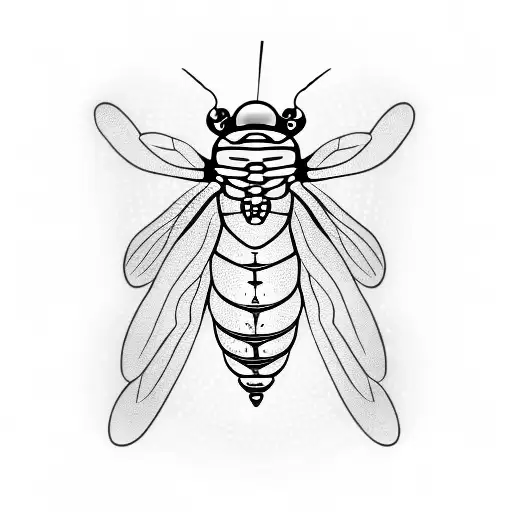 firefly insect with a heart embedded in the body little lines to show the light eminating from body tattoo design idea